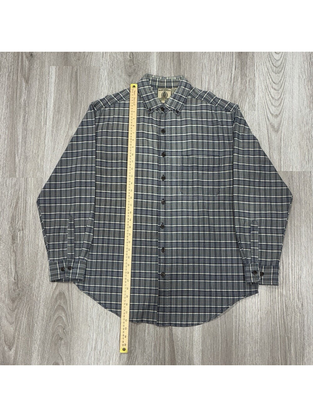 Vintage 90s Northwest Territory Plaid Button Down Shirt Large Made in HK Cotton
